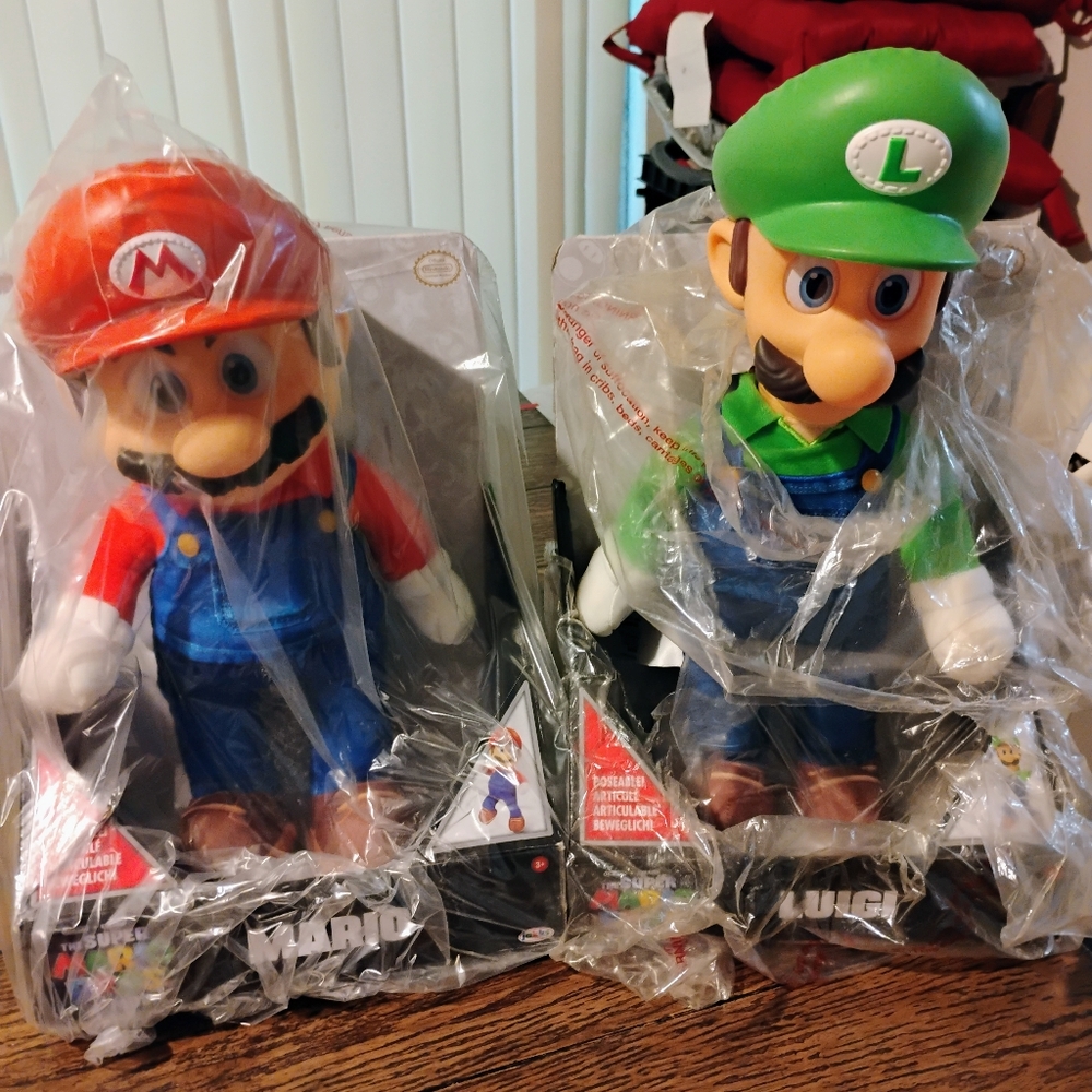 Vibrant Red and Green Mario and Luigi Action Figures